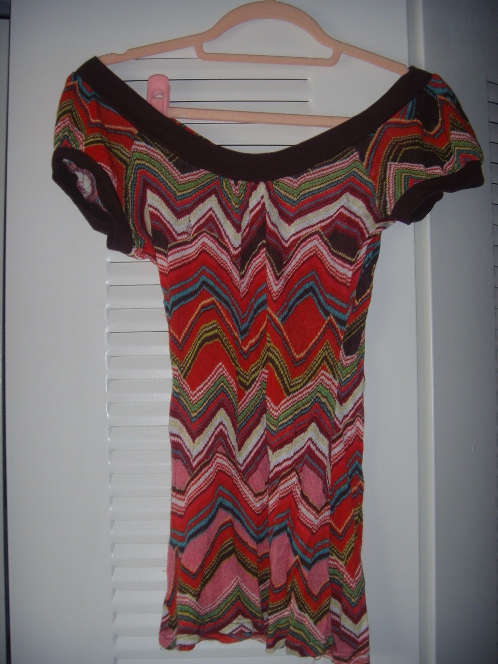 Multicolor Chevron Off-Shoulder Knit Top